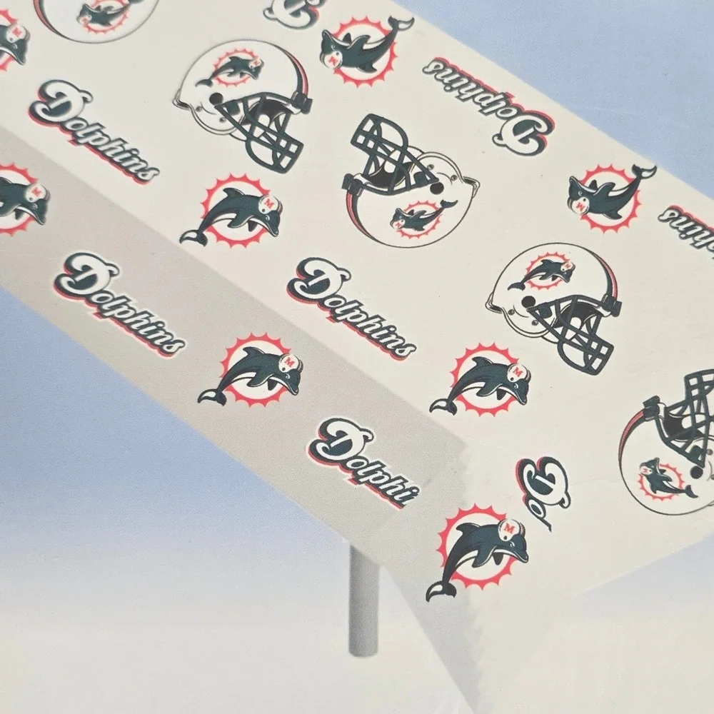 NFL Miami Dolphins Plastic Tablecover White Logo‎ Print Tailgate Party Decor